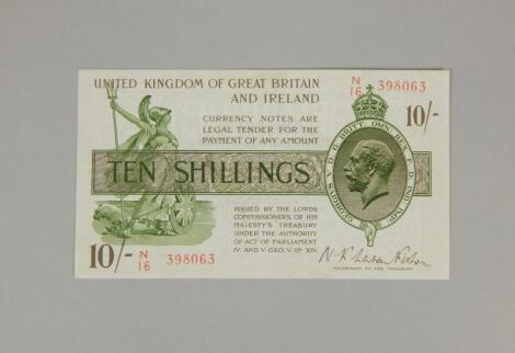 A ten shilling bank note