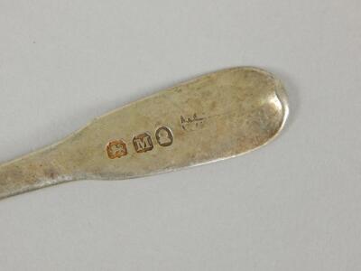 Six various 19thC silver Fiddle pattern teaspoons - 2