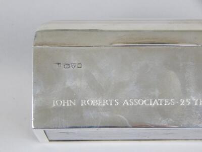 A rectangular silver and cedar lined cigarette box - 3