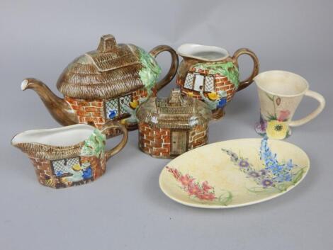 A collection of E Radford ceramics