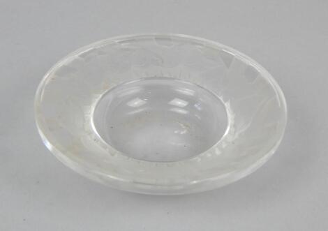 A Lalique France clear and frosted glass ashtray/pin dish