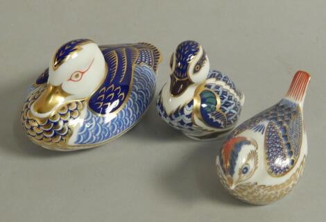 Three Royal Crown Derby birds