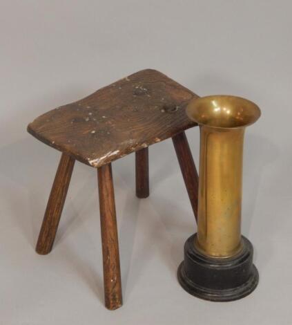 A 19thC country made four legged oak stool