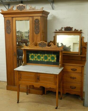 A late 19thC walnut associated bedroom suite