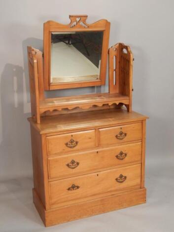 A late 19thC pale walnut dressing table