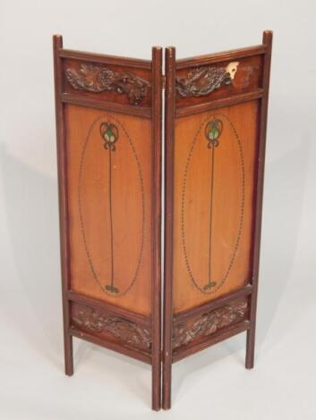 An Edwardian small two fold screen or fireguard