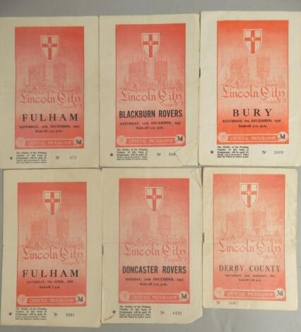 Various Lincoln City Football programmes