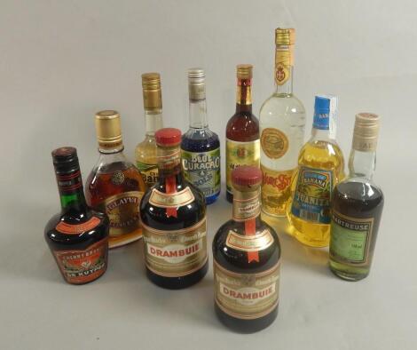 Various bottles of spirits