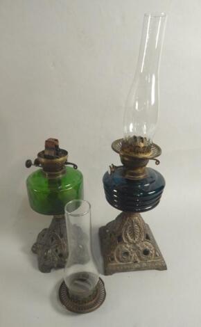 Two Victorian oil lamps