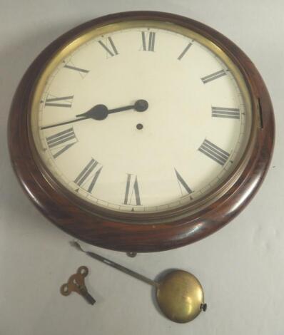 A late 19thC / early 20thC walnut circular wall time piece