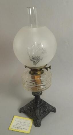 A Victorian oil lamp