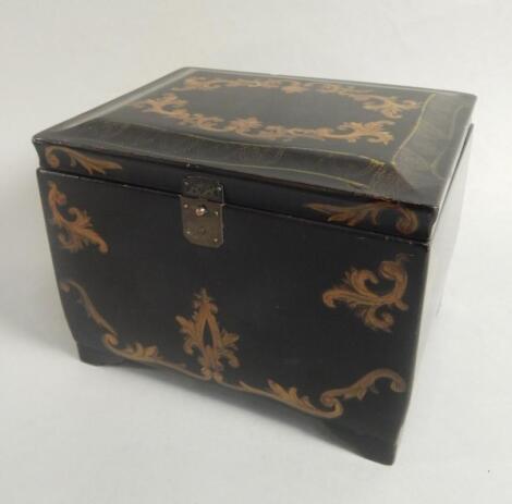 A 19thC papier mache tea caddy