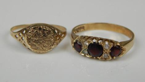 Two 9ct gold dress rings