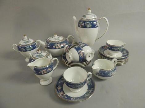 A Wedgwood Blue Siam pattern part tea & coffee service