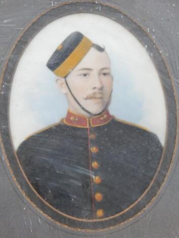 Late 19thC School. Later hand tinted photograph of soldier in dress uniform