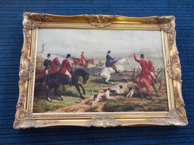 A reproduction canvas mounted hunting print - 3