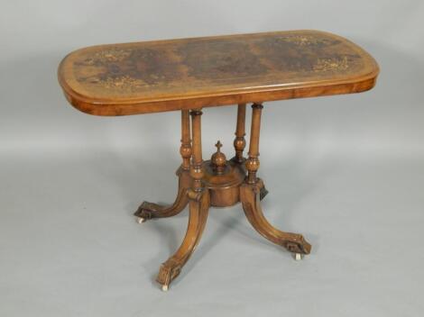 A Victorian walnut and marquetry centre table