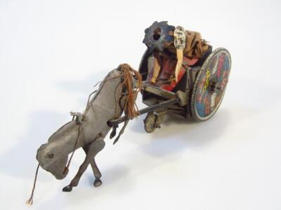 An early 20thC German tin plate horse and carriage figure group - 2