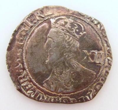 A Charles I silver shilling.