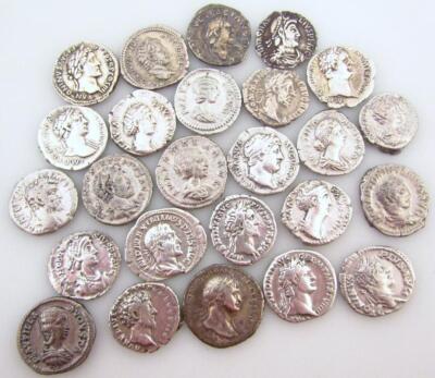 A group of Roman style Denarius coins.