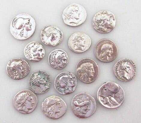 A group of Roman and Roman type white metal coins.