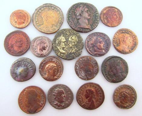 A group of Roman and Roman type bronze coins.