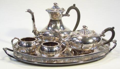 An Old English silver plated part tea service