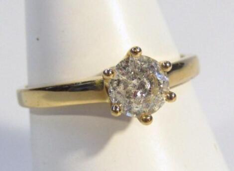 A ladies solitaire diamond ring