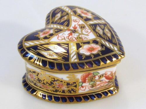 A Royal Crown Derby heart shaped trinket dish