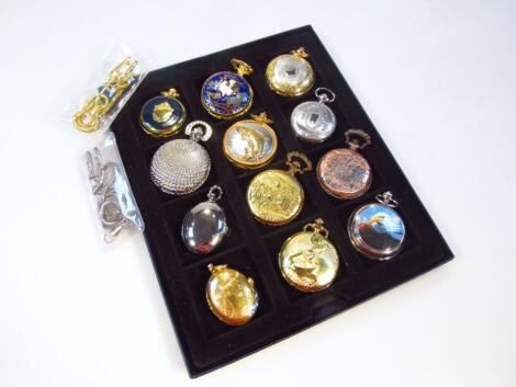 Various modern quartz pocket watches