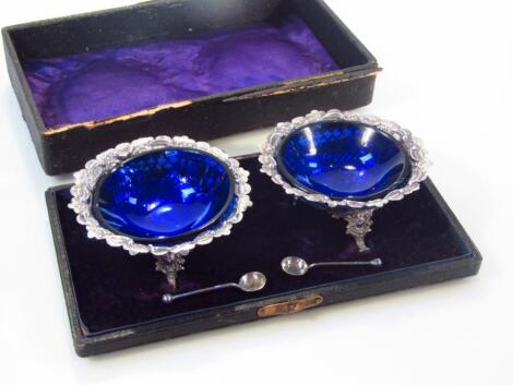 A pair of Victorian silver open salts