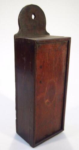 An 18thC oak wall hanging box