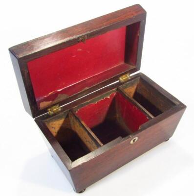 A Regency rosewood sarcophagus shaped tea caddy - 2