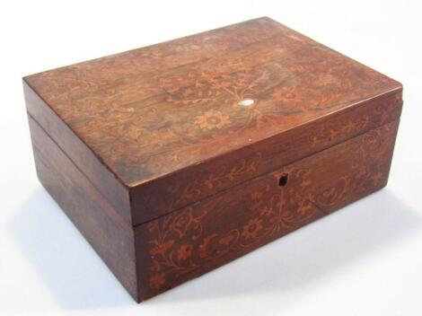 A 19thC rosewood and marquetry inlaid jewellery box