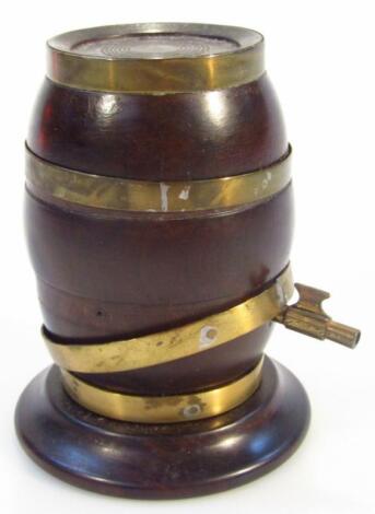 A late 19thC part coopered miniature barrel
