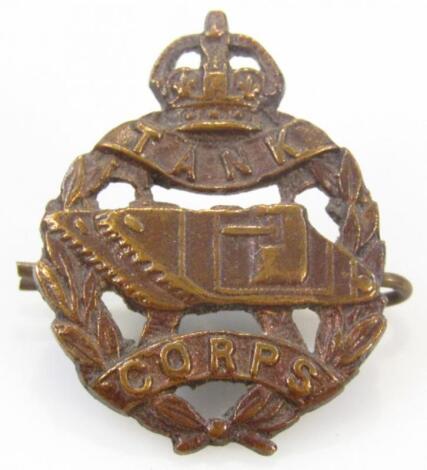 An early 20thC tank corps pin badge