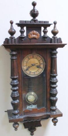 A late 19thC walnut Vienna wall clock