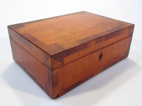 A 19thC satinwood and mahogany jewellery box