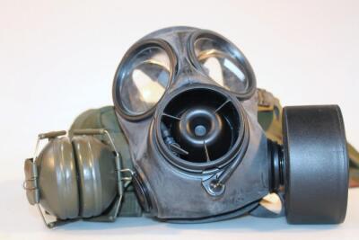 A rubber gas mask respirator