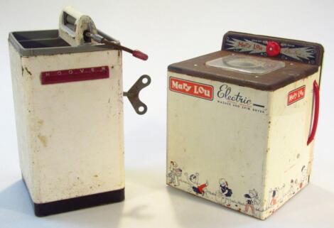 A mid-20thC child's Mary Lou Chad Valley tin plate washer and spin dryer