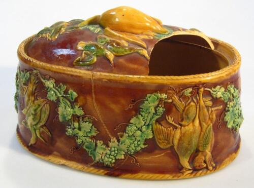 A late 19thC Majolica game pie dish