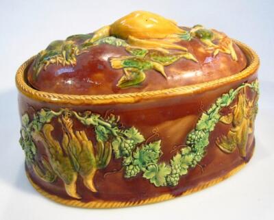 A late 19thC Majolica game pie dish - 2