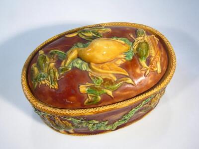 A late 19thC Majolica game pie dish - 3