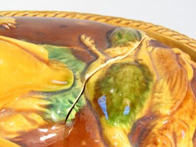 A late 19thC Majolica game pie dish - 4