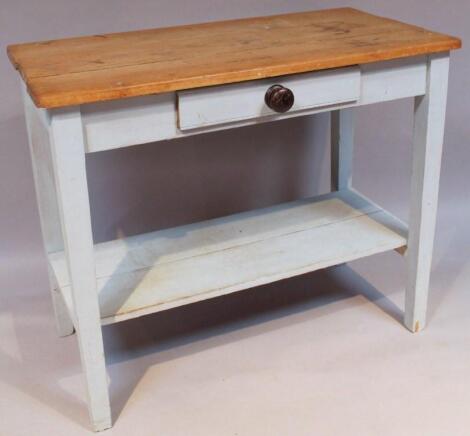 A 20thC pine plank top side table