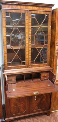 A George III style mahogany finish secretaire bookcase - 2