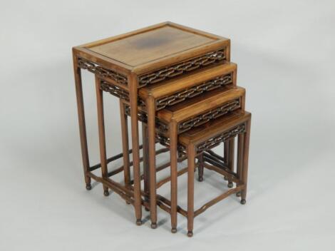 A nest of four Chinese hardwood tables