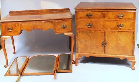 An early 20thC walnut veneered bedroom pair