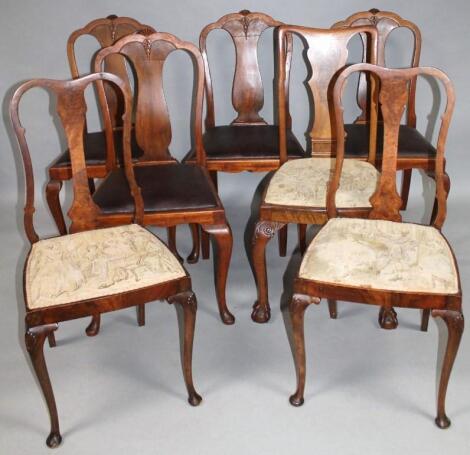 Various Queen Anne style walnut finish and other dining chairs