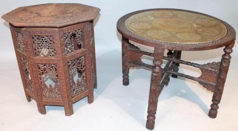 An early 20thC Middle Eastern brass top table